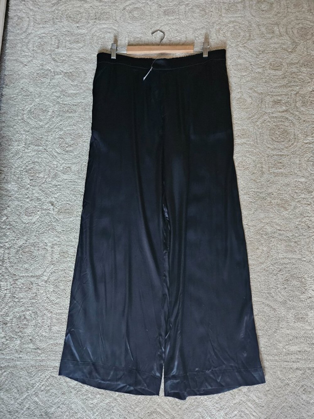 Madewell Pull-On Straight Pants in Stretch Stain Black XL Wide Leg 2024 NEW